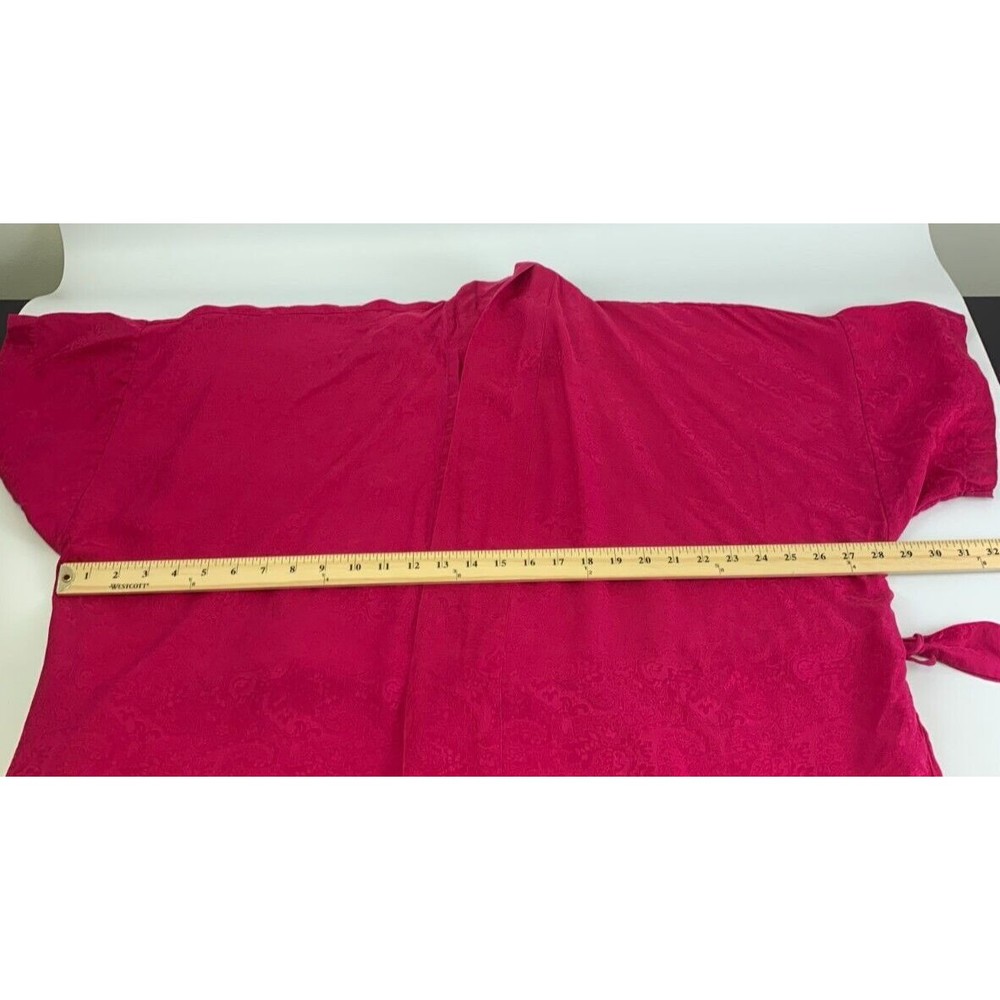 Delicates Vintage Silk Robe Pink Kimono Short Tie Belt Lightweight Brocade Large - Picture 14 of 16